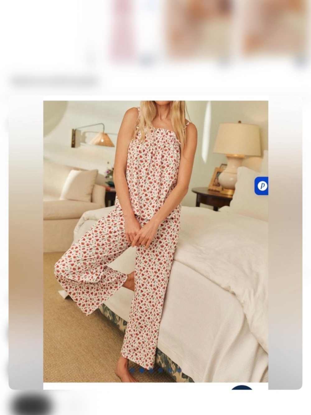 NWOT LAKE Pima Ruffle Pants Set in Rose Bouquet